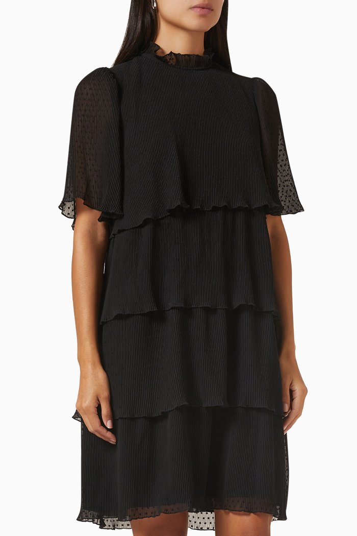 

Yasshirley Tiered Dress in Chiffon, Black