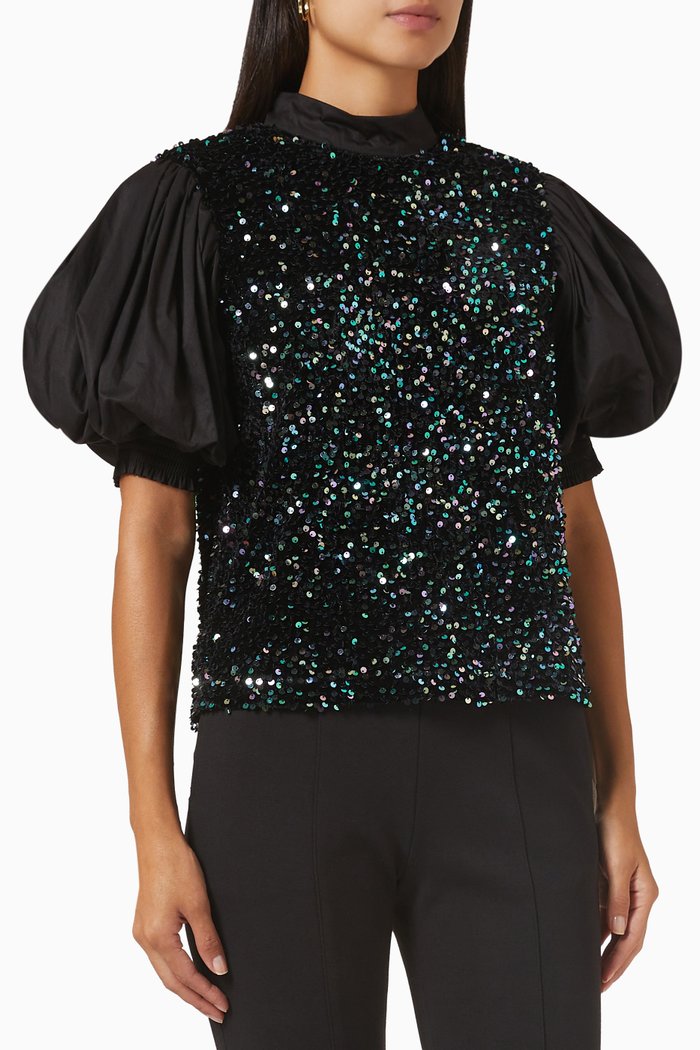 

Yaslillo Sequin Top, Black