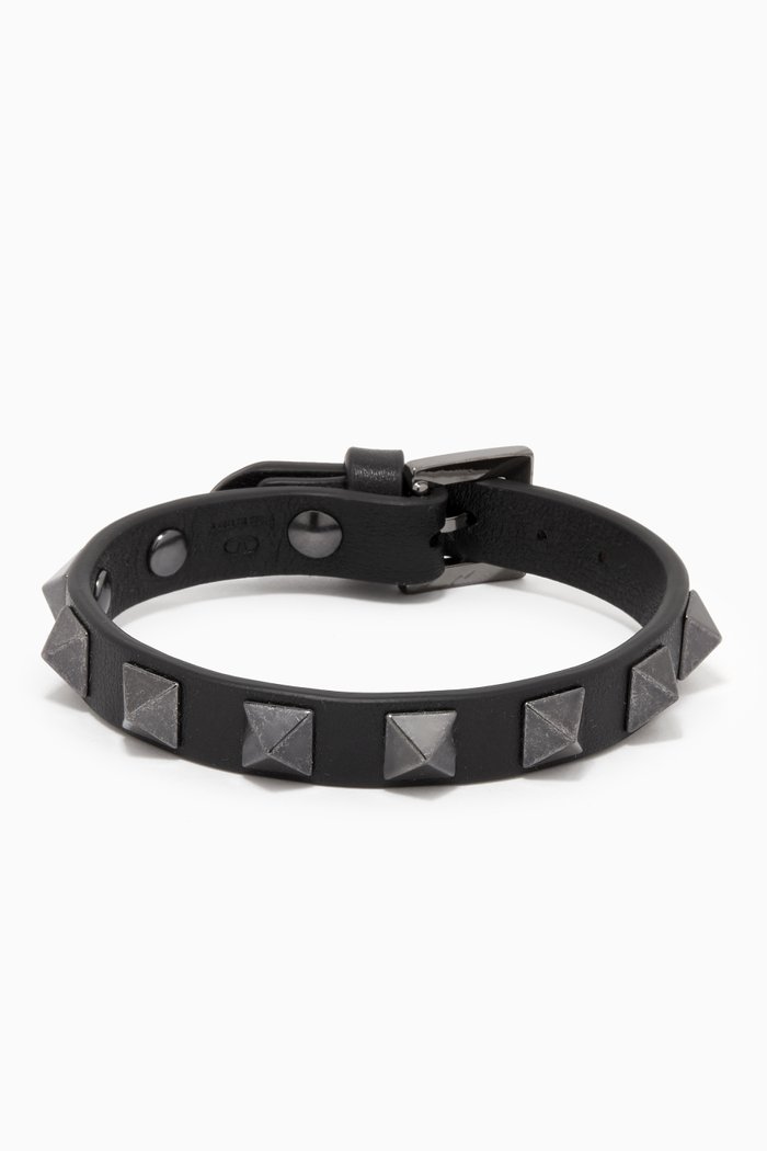 

Rockstud Bracelet in Leather, Black