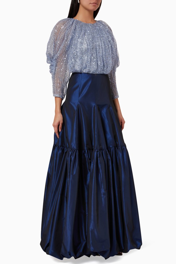 

Sequin Gown in Taffeta, Blue
