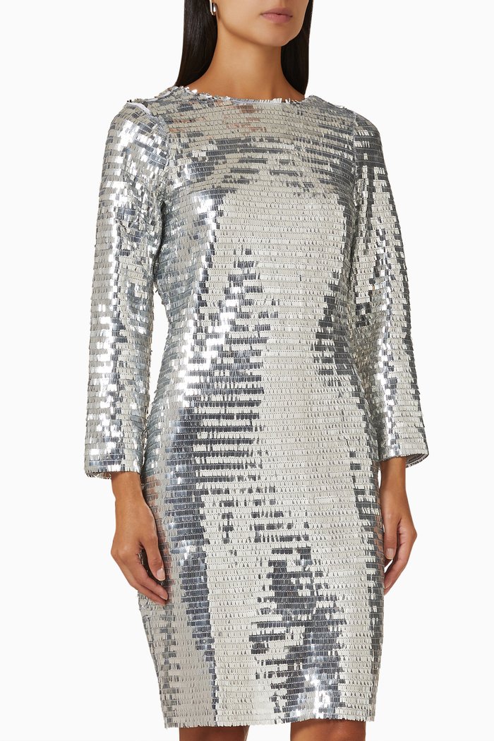 

Yasroaring Mini Dress in Sequin, Silver