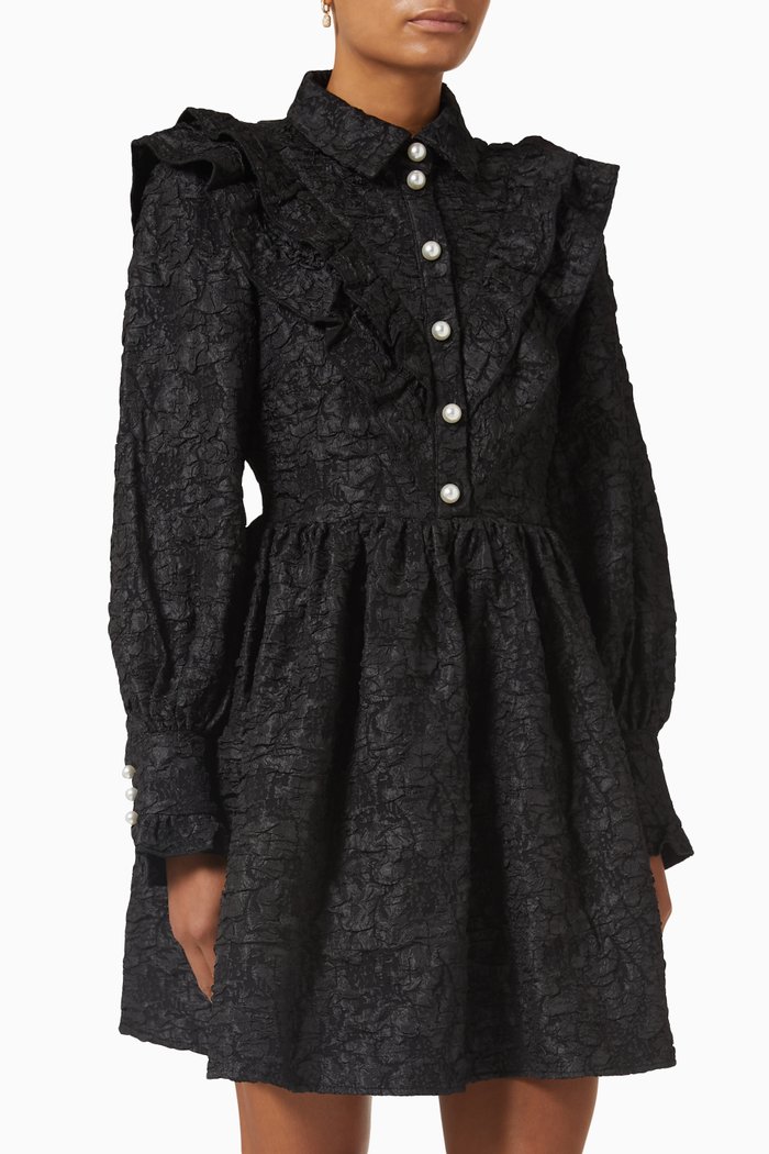 

Yasjuel Mini Dress in Jacquard, Black