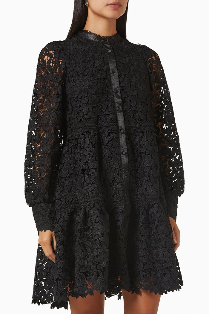 

Yaslimoncello Midi Dress in Lace, Black