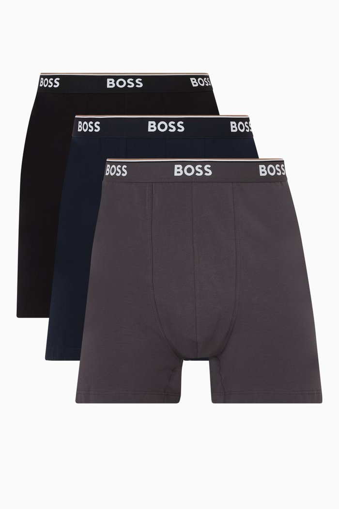 

Boxers in Cotton, Set of Three, Blue