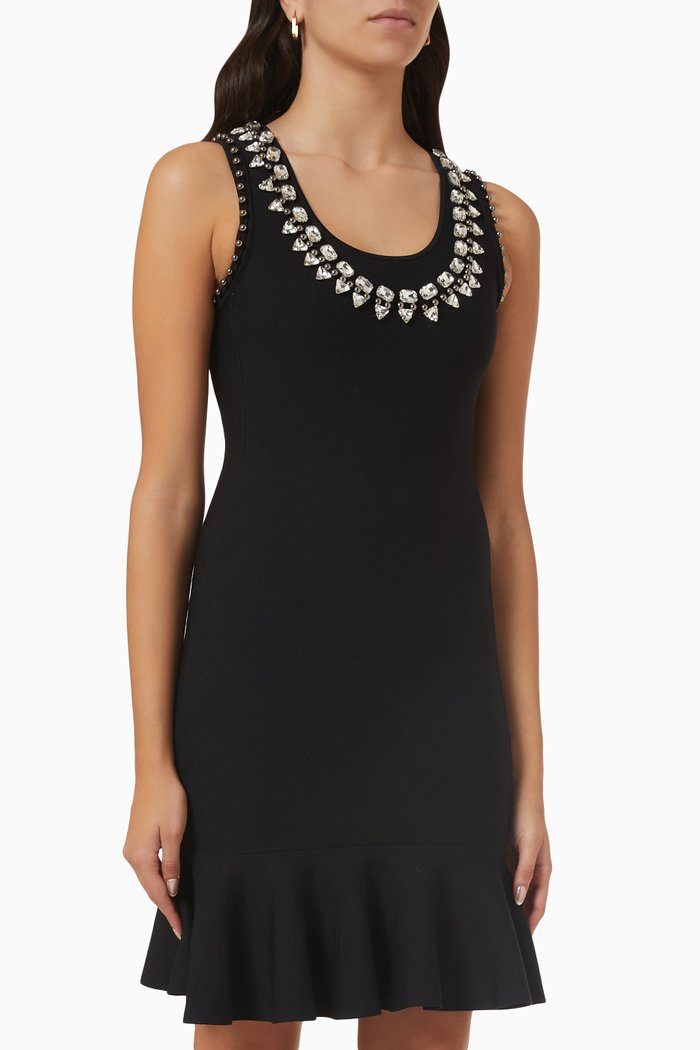 Embellished Dress in Milano Knit, Black