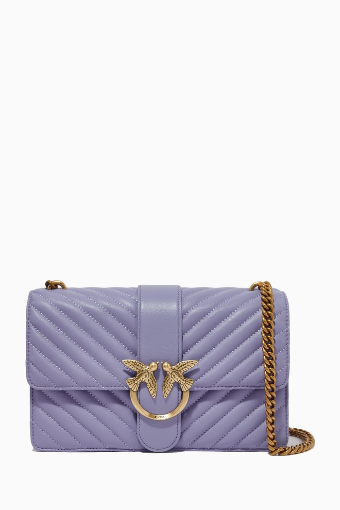 

Classic Love Icon Quilted Shoulder Bag in Leather, Blue