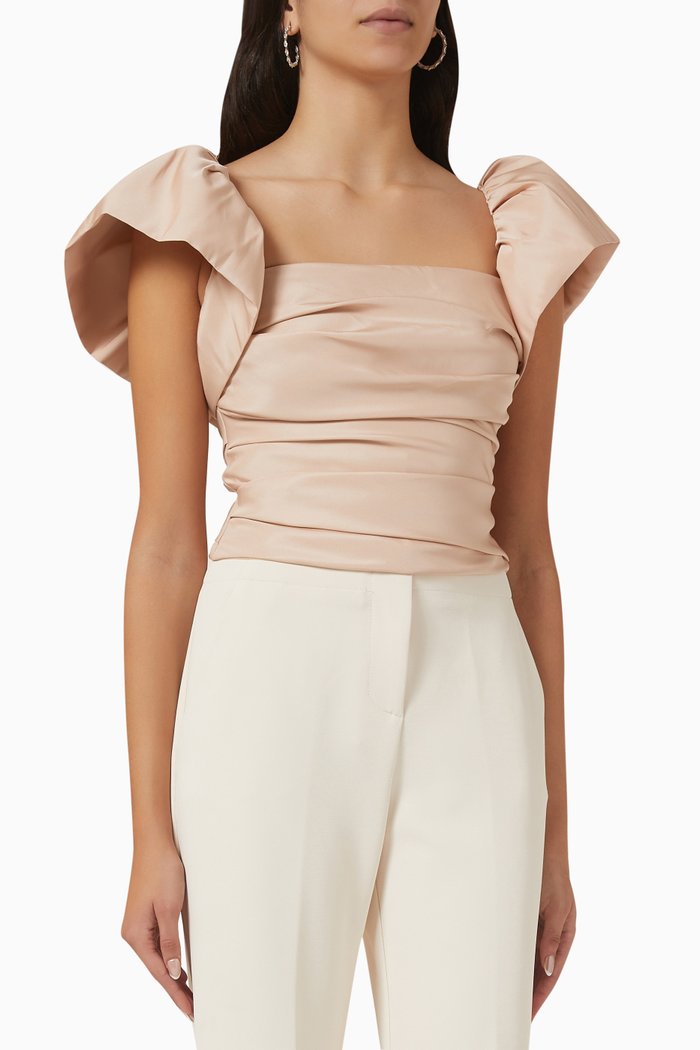 

Debra 5 Crop Top in Faille, Pink
