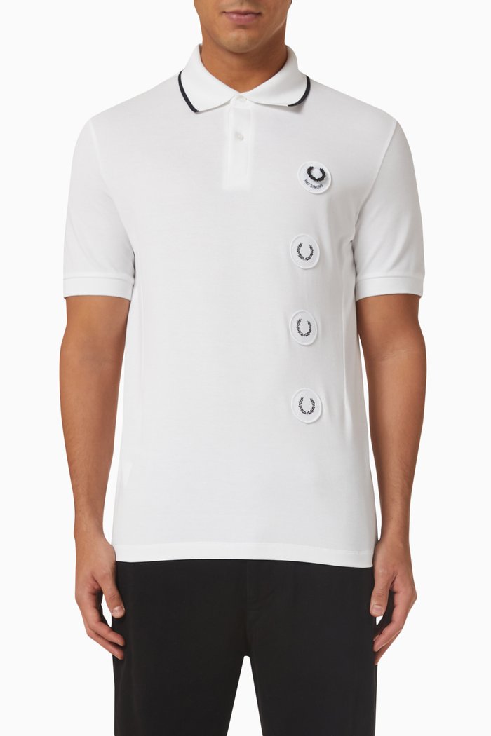 

Patch Detail Polo Shirt in Cotton Piqué, White