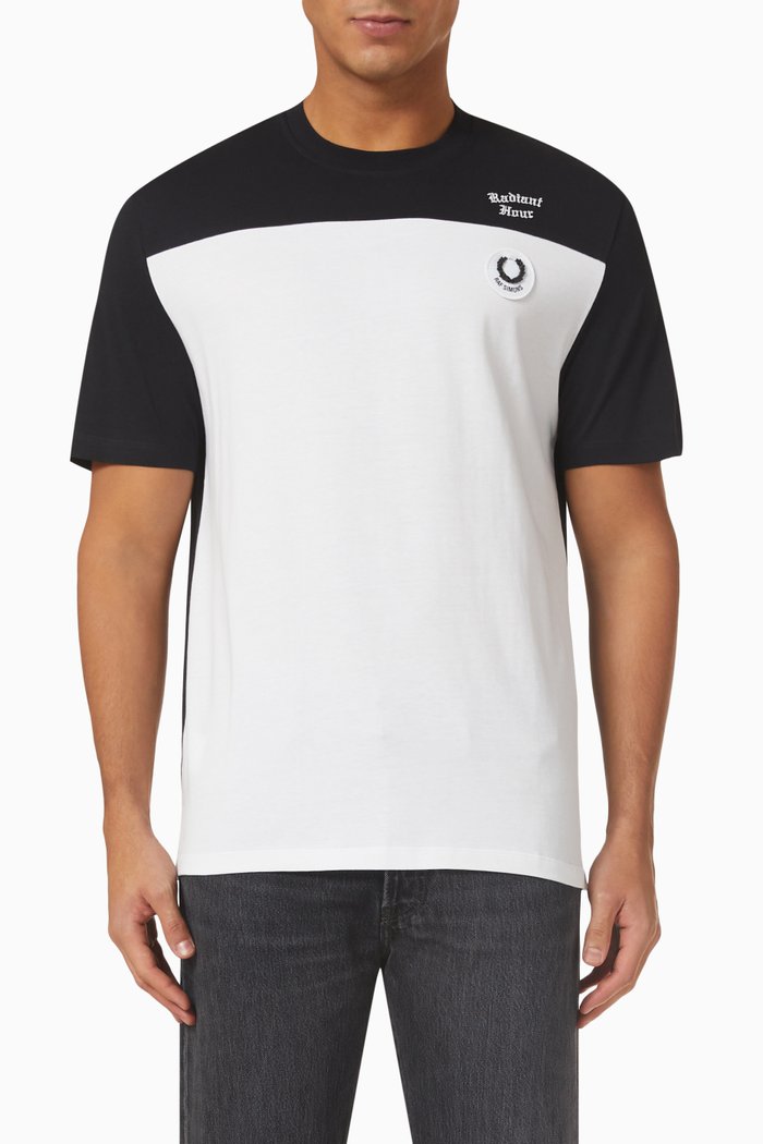 

Contrast Panel T-shirt in Cotton Jersey, Black