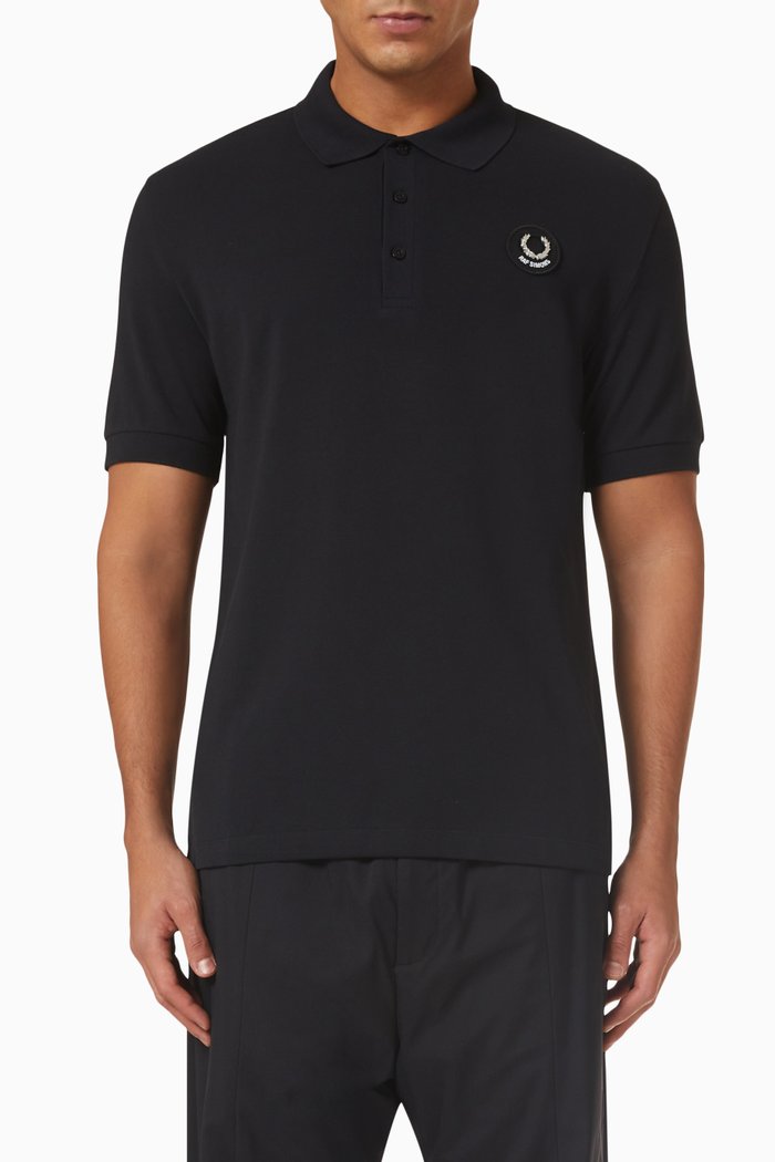 

Slim Fit Polo Shirt in Cotton Piqué, Black