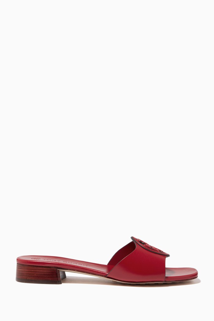 

Bombé Miller Slides in Leather, C-Width, Red