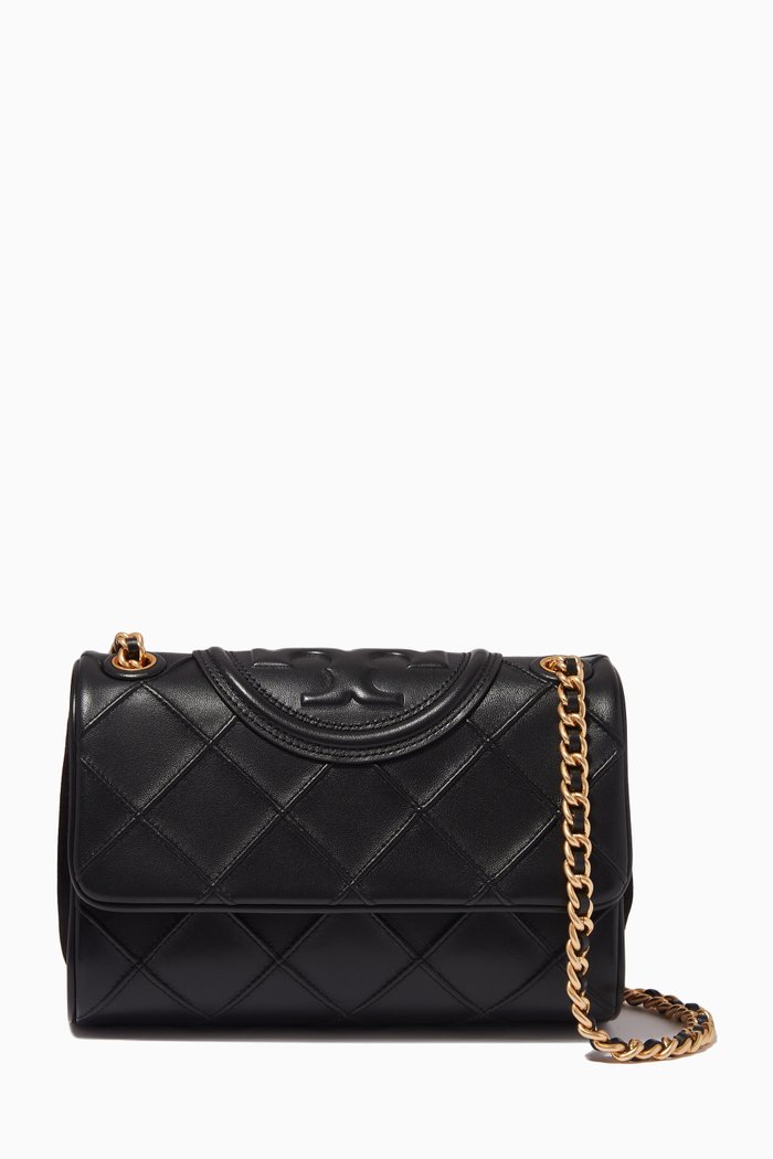 

Small Fleming Convertible Shoulder Bag in Leather, Black