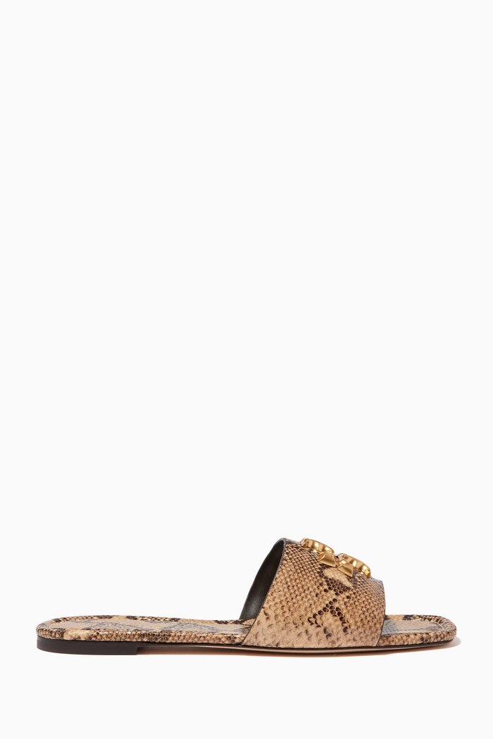 

Eleanor Slides in Snake-embossed Leather, Neutral