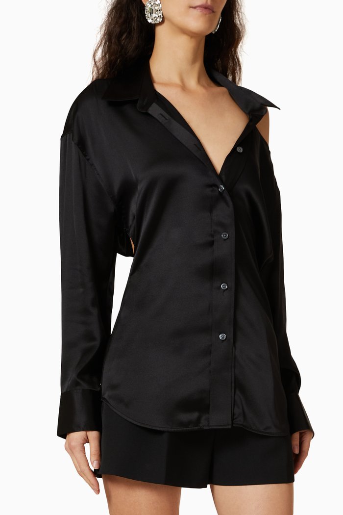 

Open Back Neckline Shirt in Silk, Black