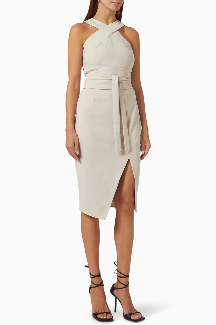 

Halterneck Midi Dress, Neutral