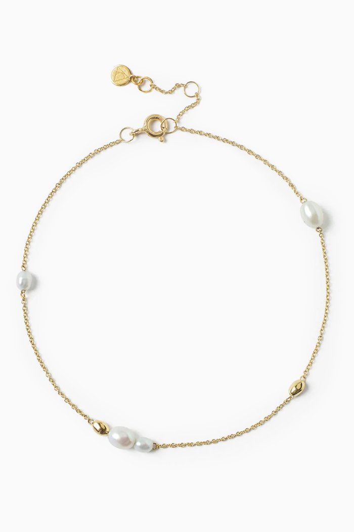 

Pearl & Bead Anklet in 18kt Yellow Gold