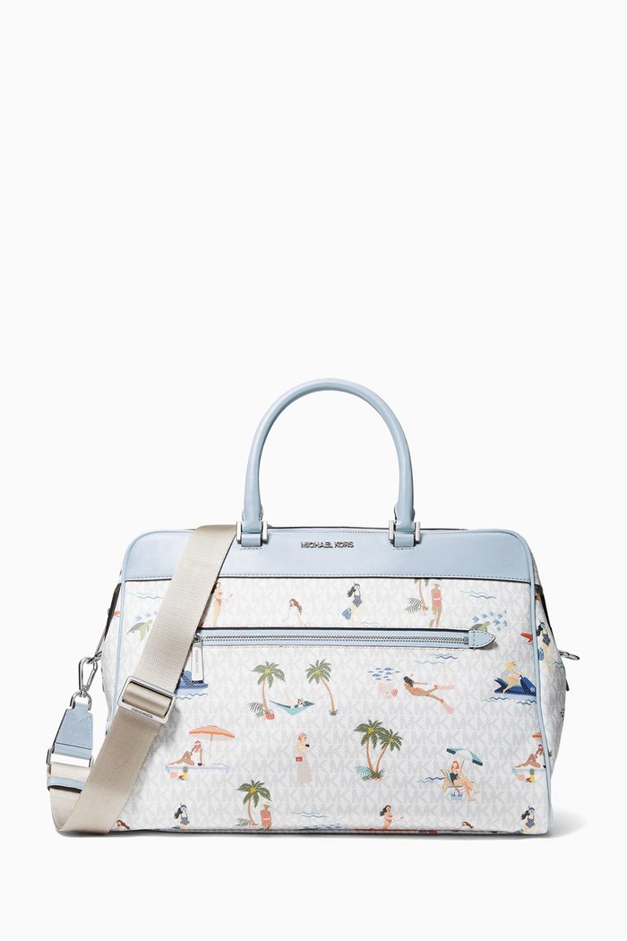

Large Jet Set Girls Printed Weekender Bag in Coated-canvas, White