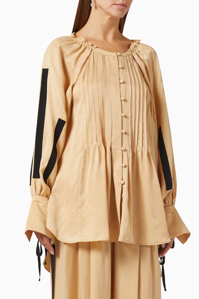 

Pleated Oversized Blouse, Neutral