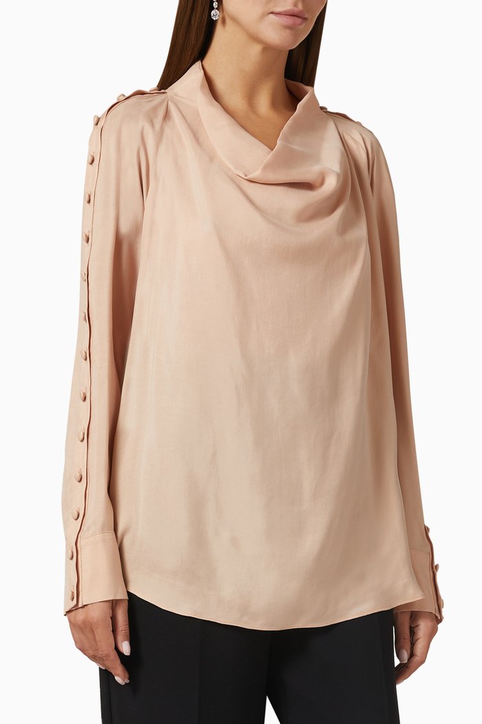

Cowl-neck Blouse, Neutral