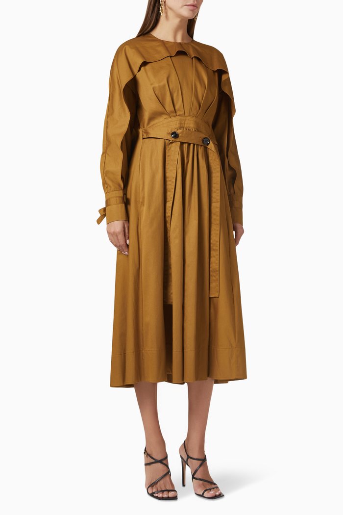

Box-pleated Midi Dress, Neutral