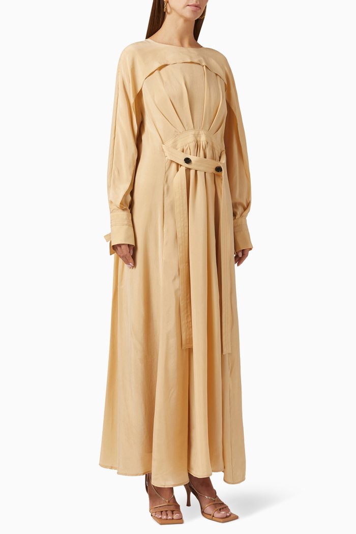 

Box-pleated Maxi Dress, Neutral