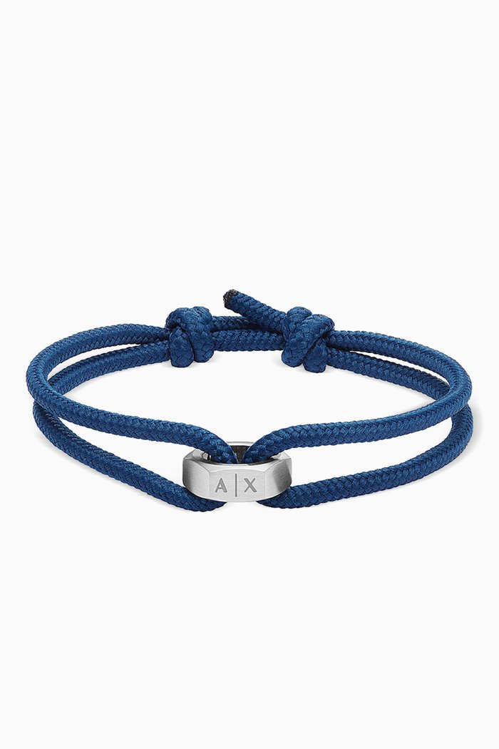 

AX Bracelet in Stainless Steel & Fabric, Blue