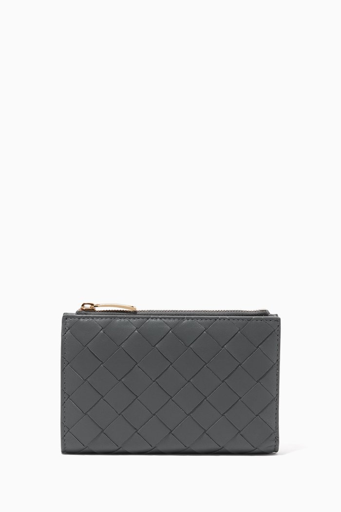 

Bi-fold Wallet in Intreccio Leather, Grey
