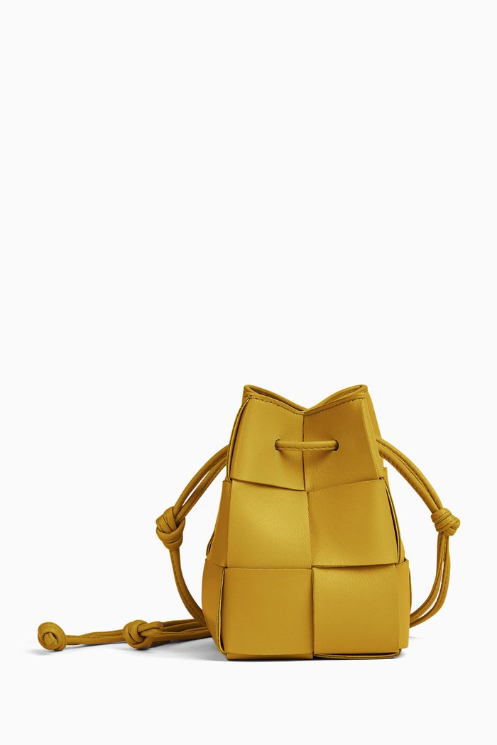 

Mini Bucket Bag in Intreccio Leather, Yellow