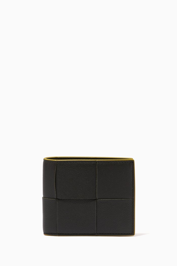 

Bi-fold Wallet in Intrecciato Leather, Green