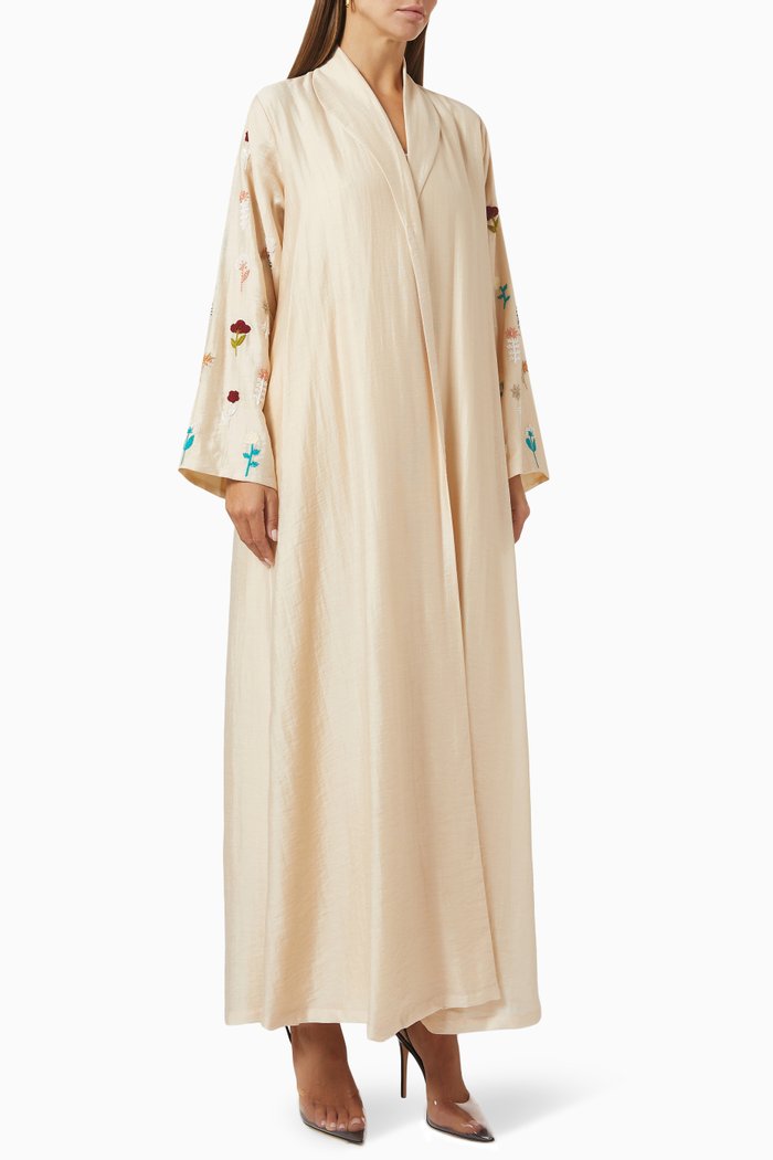 

Summer Flower Garden Abaya in Cotton, Orange