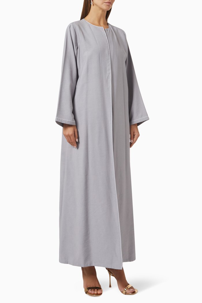 

Long Sleeve Abaya in Crushed Cotton, Grey