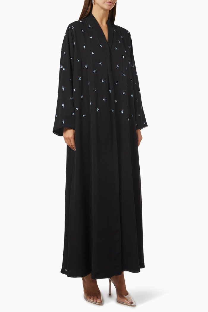 

Lily of the Valley Embroidered Abaya, Black