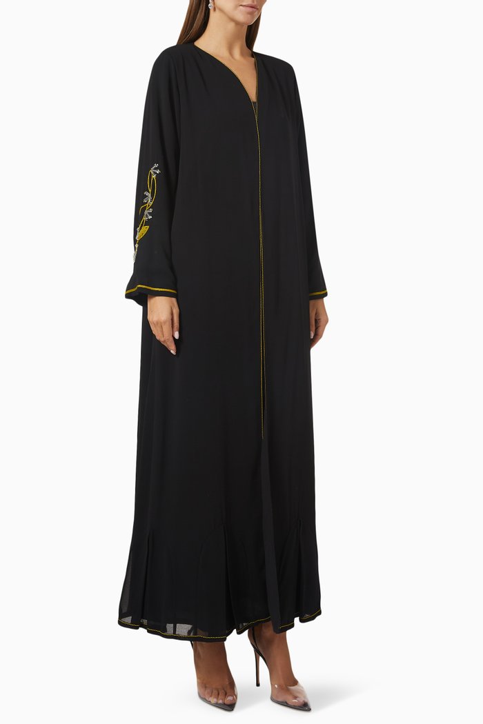 

Lily of the Valley Embroidered Abaya, Black