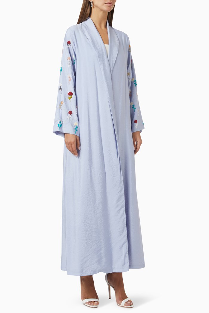 

Summer Flower Garden Abaya in Cotton, Blue