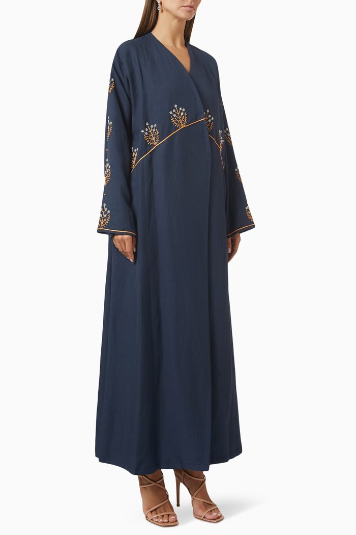 

Floral Embroidered Abaya, Blue