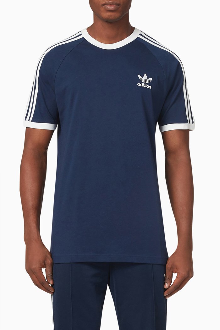 

3-striped T-shirt in Cotton, Blue