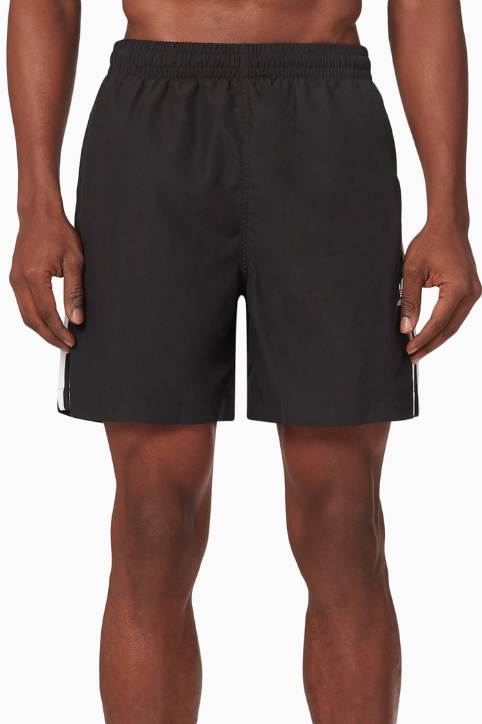 

3-Stripes Swim Shorts in Recycled Twill, Black