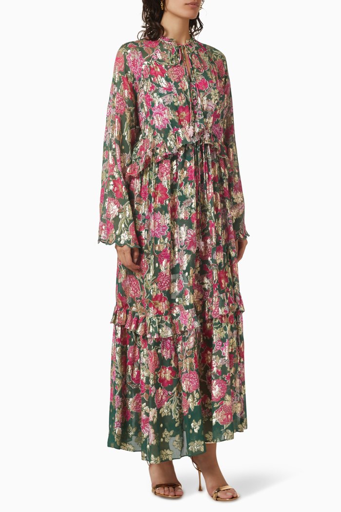 

Sabi Floral-print Maxi Dress in Georgette, Green