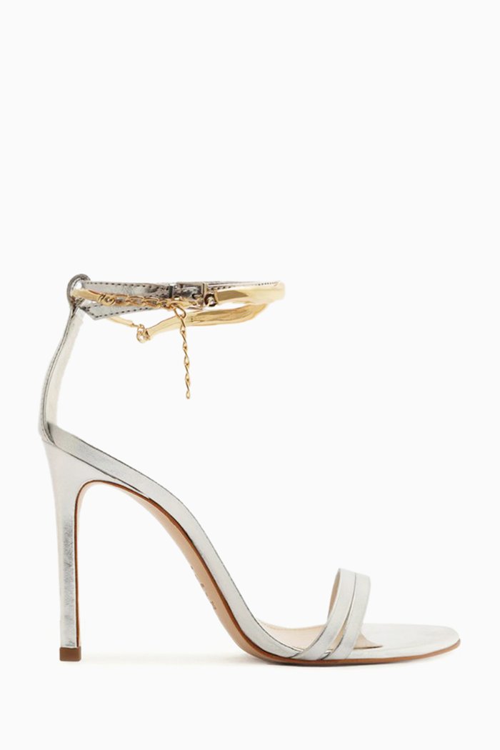 Organic Contours Sandals in Leather, Silver