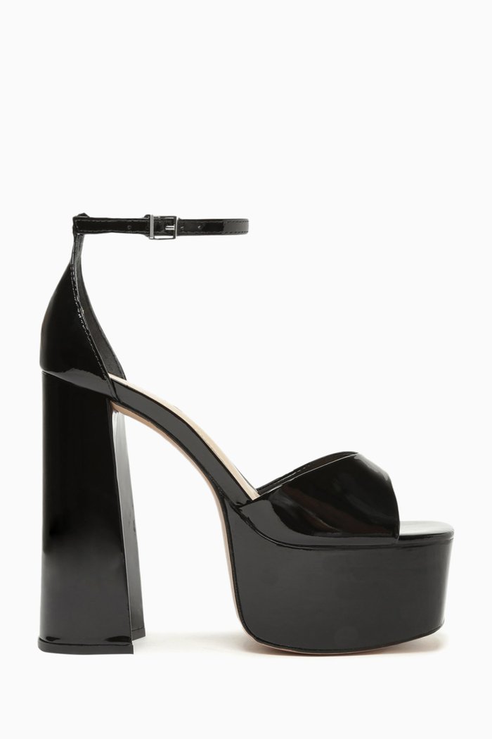 

Glamorous Wonderland Platform Sandals in Patent Leather, Black