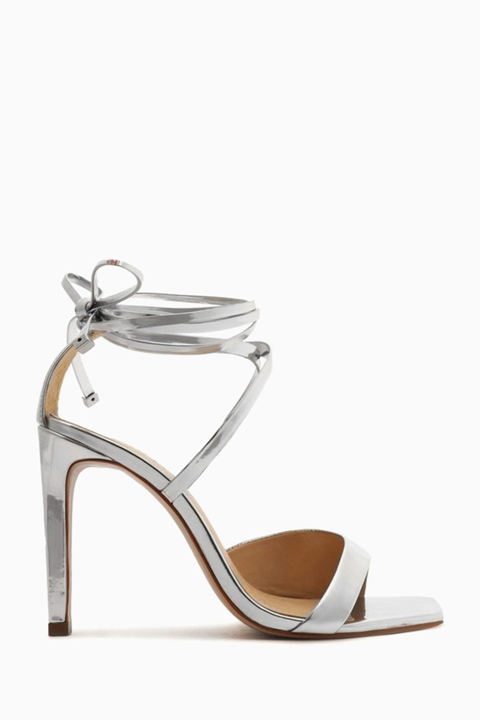 

Campanha Lace-up Sandals in Metallic Leather, Silver