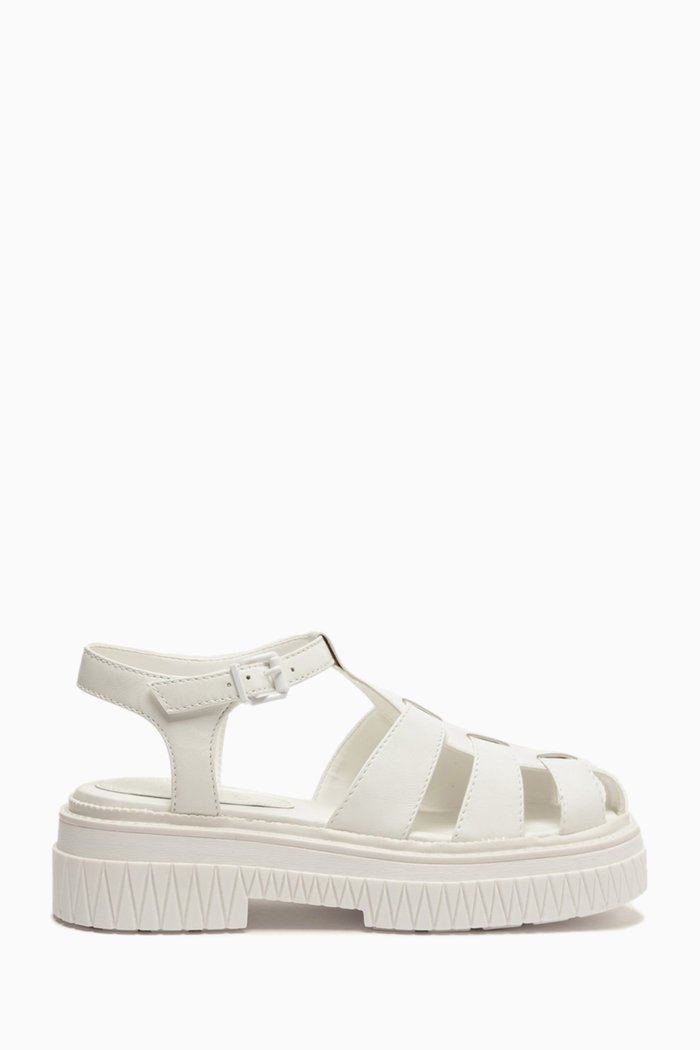 

Sport Flatform Sandals in Leather, White