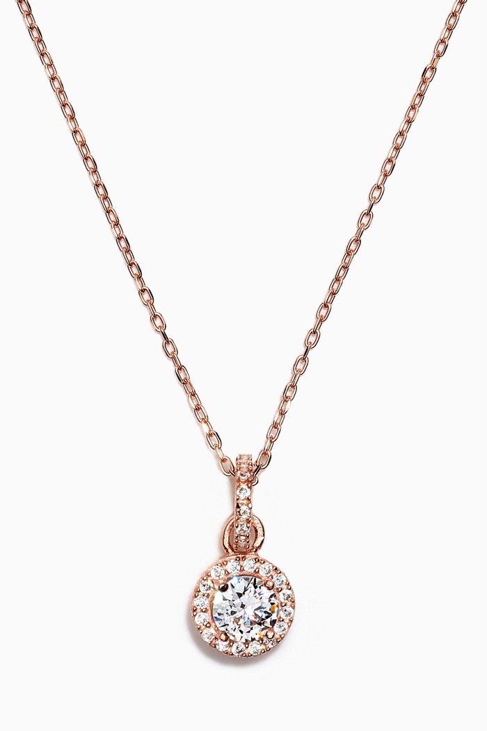 

Crystal Solitaire Pendant Necklace in Sterling Silver, Rose gold