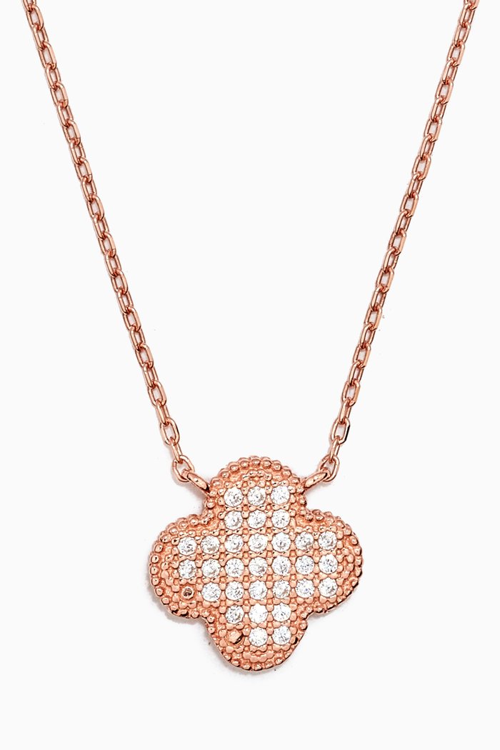 

Clover Crystal Pendant Necklace in Sterling Silver, Rose gold