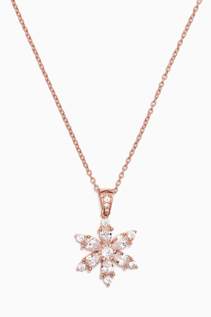 

Flower Crystal Pendant Necklace in Sterling Silver, Rose gold