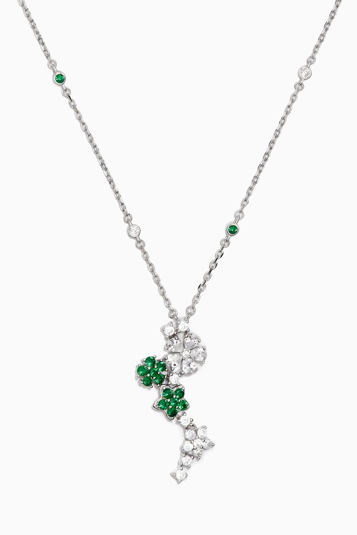 

Clover Star Crystal Necklace in Sterling Silver, Green