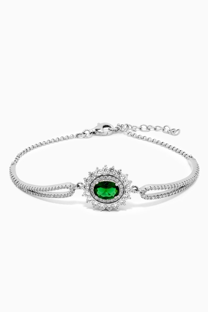 

Vintage Crystal Bracelet in Sterling Silver, Green