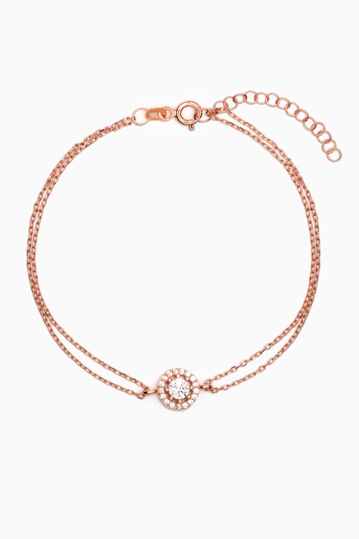 

Elegant Crystal Double-chain Bracelet in Sterling Silver, Rose gold