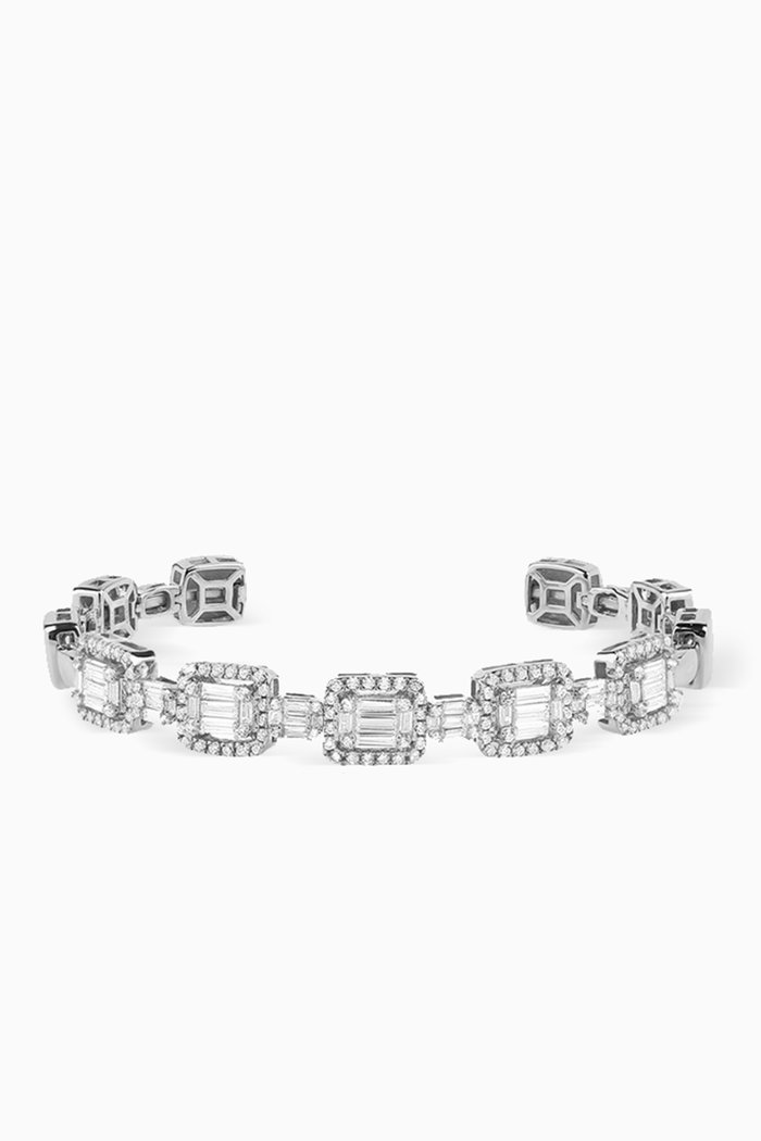 

Baguette-cut Crystal Cuff Bracelet in Sterling Silver