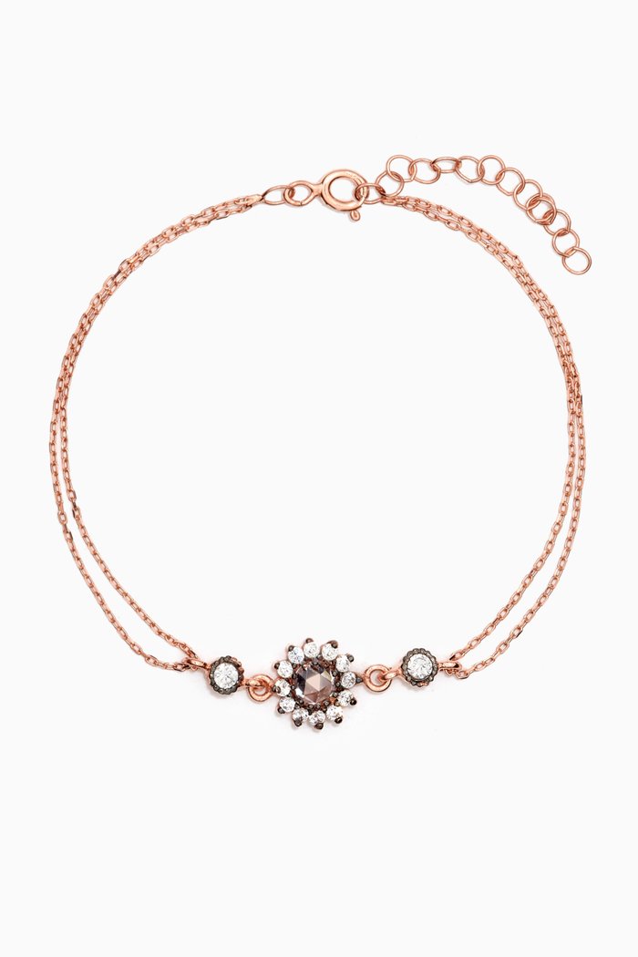 

Sun Crystal Double-chain Bracelet in Sterling Silver, Rose gold